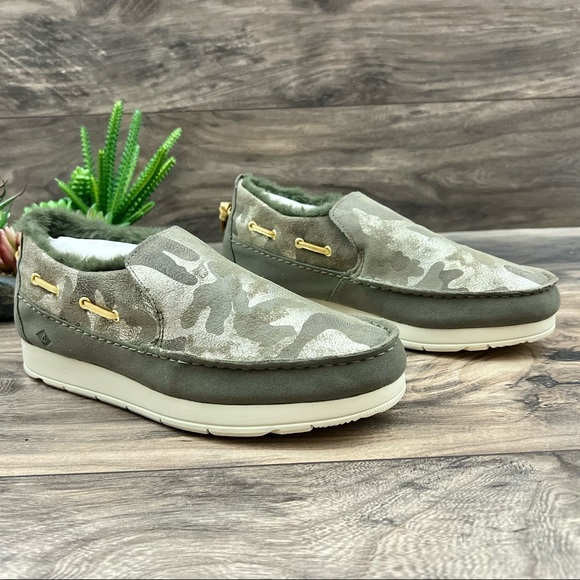 NEW Sperry Moc Sider Metallic Camo Indoor Outdoor Moc Sneaker Faux Fur 8M 39 - Picture 5 of 11